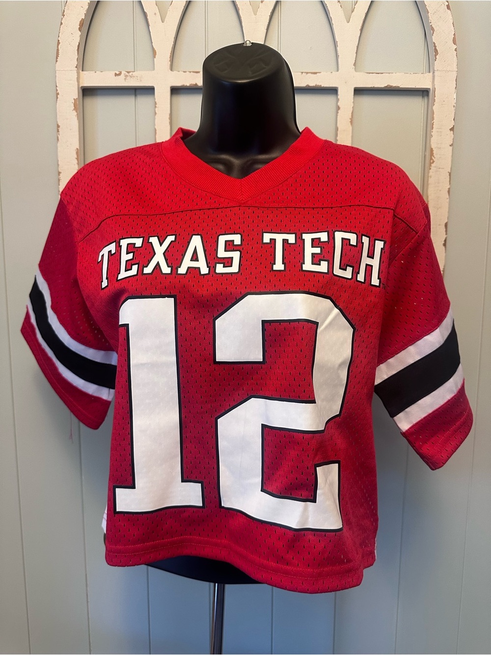 Texas Tech Red Football Jersey Crop Top Number 12 Shough